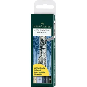 Popisovač Pitt Artist Pen Soft Brush, plast.pouzdro 4ks Faber Castell 167804